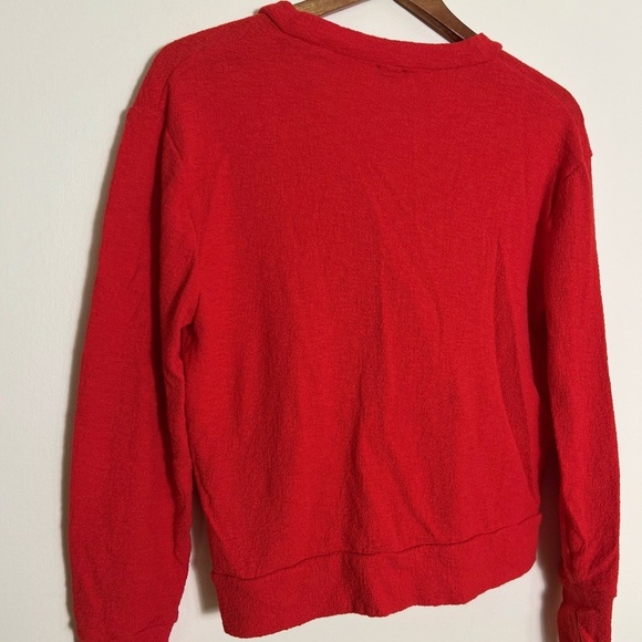 Womens J.Crew Red Faux Wrap Sweater Textured Knit Small Cotton Preppy Normcore - Picture 11 of 14